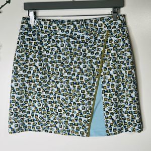 Sport Haley Blue Taupe Green Geometric Squares Golf Tennis Skort